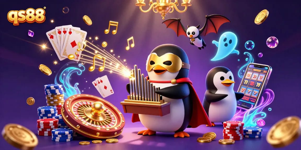 Experience the thrill of casino adventures with qs88, featuring festive scenes of gaming excitement.