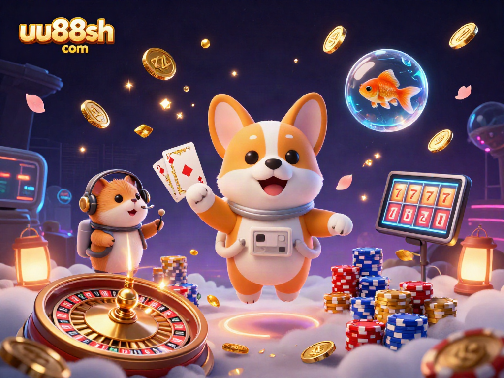 Experience the excitement of gaming at uu88sh com with a lively 3D casino scene showcasing thrilling elements.