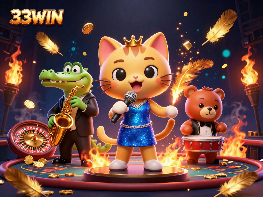 Bet on your luck with 33WIN in this vibrant casino scene featuring unique characters and thrilling gameplay.