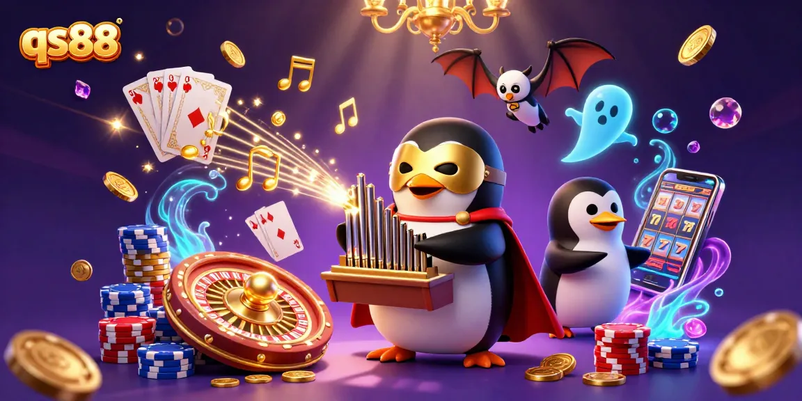 Experience the thrill of casino adventures with qs88, featuring festive scenes of gaming excitement.