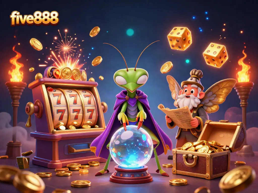Experience thrilling jackpots at five888 with vibrant gaming elements and enchanting characters.