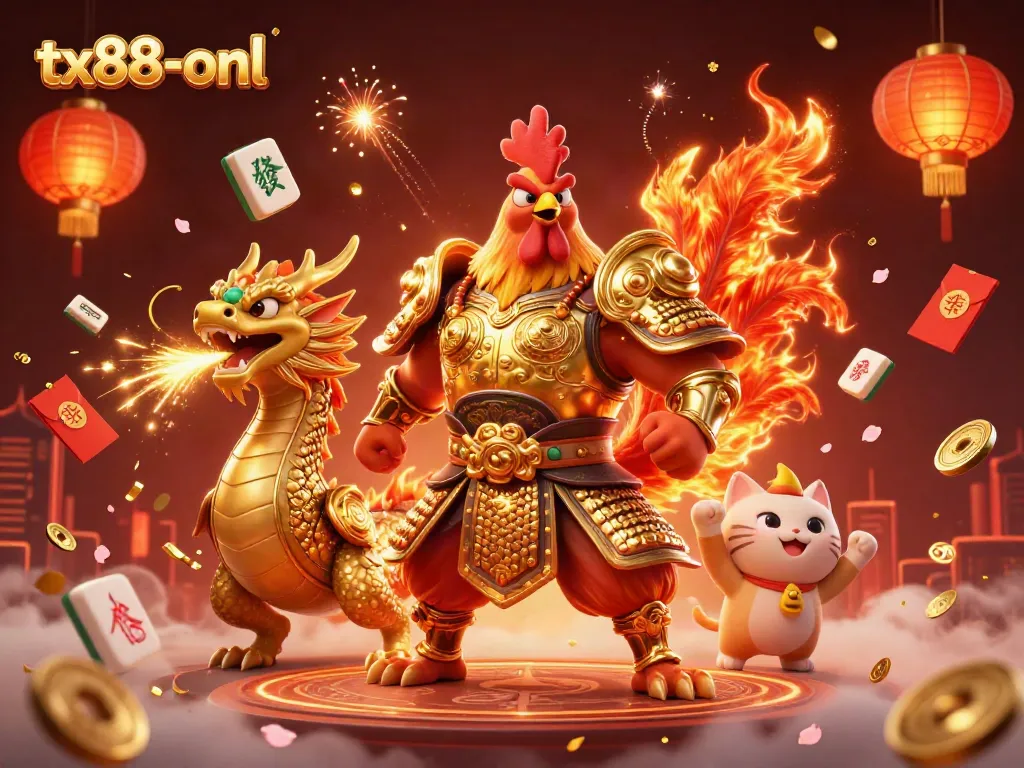 Engage in thrilling gaming with tx88-onl's vibrant 3D casino scene featuring unique characters.