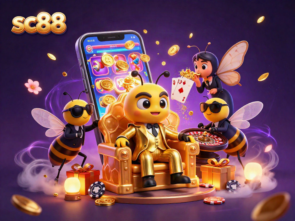 sc88 thrilling casino experience featuring a bumblebee mob boss and vibrant gaming elements