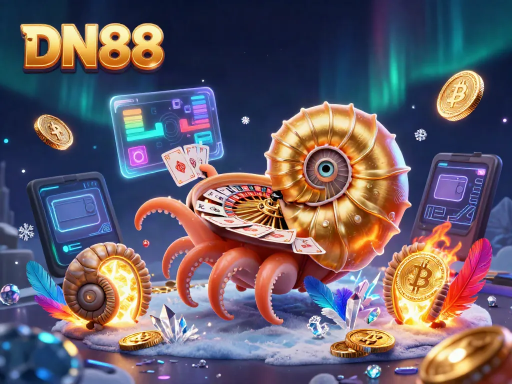 Join the excitement at DN88 with a 3D nautilus playing cards in a vibrant casino.