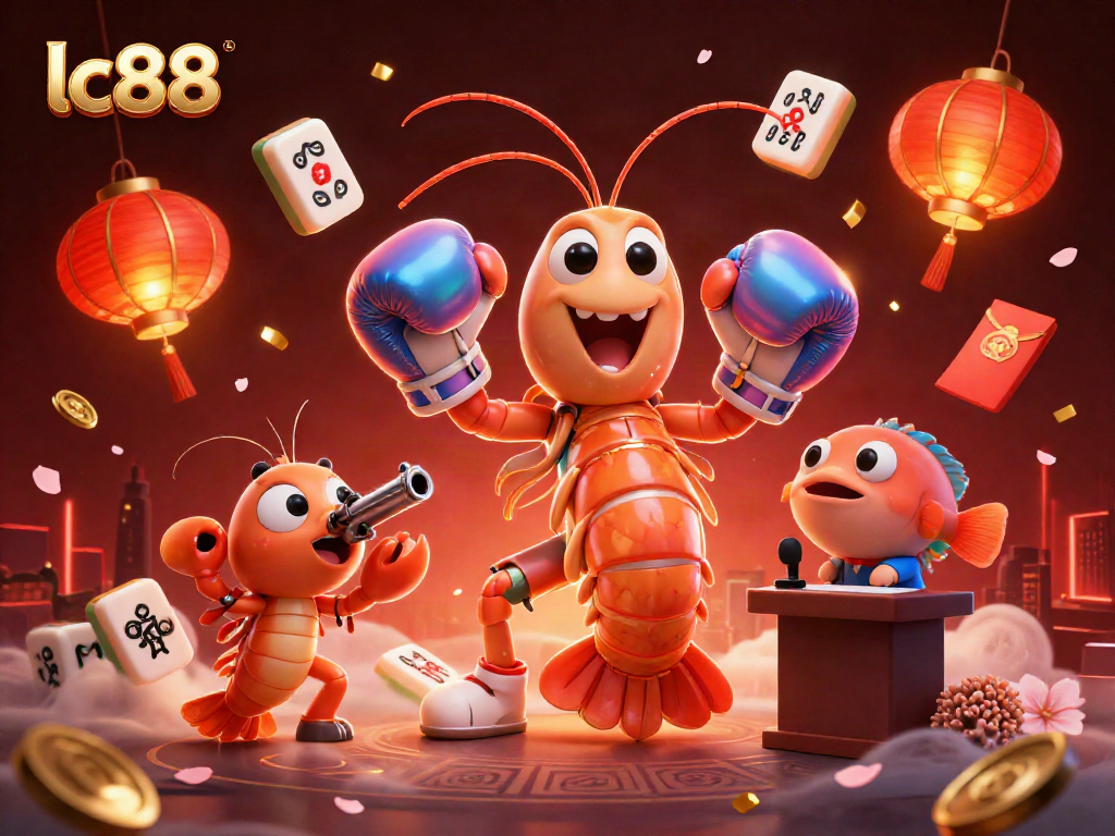 Engage in thrilling gameplay with lc88's vibrant casino illustration featuring energetic characters and game elements.