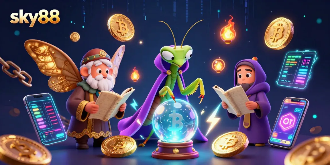 Experience the thrill of sky88 with a mystical fortune teller expertly guiding players through crypto casino adventures.