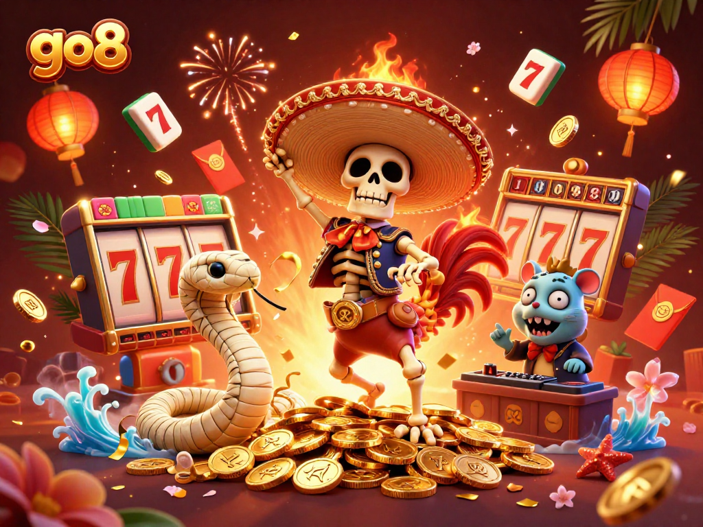 Experience thrilling wins at go8 with vibrant 3D casino elements and dynamic characters.