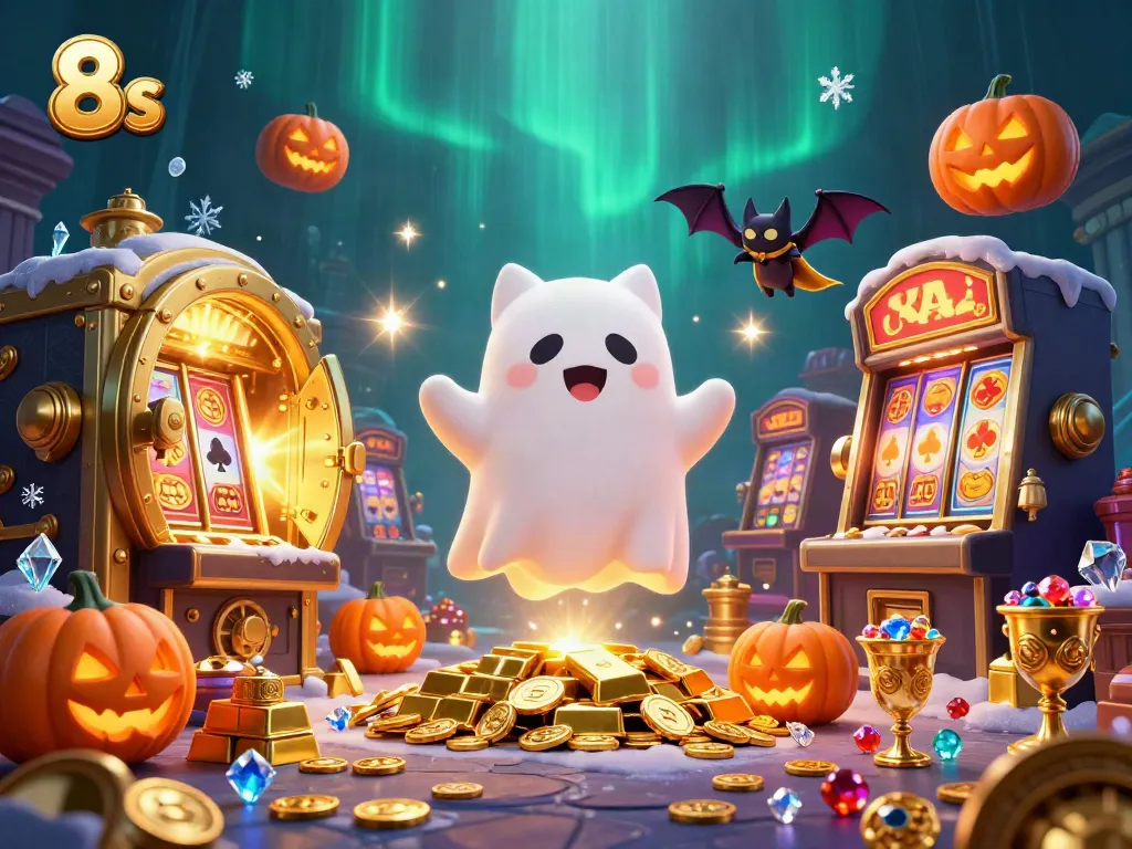 Experience the magic of 8s in a vibrant haunted casino with enchanting characters and treasure.