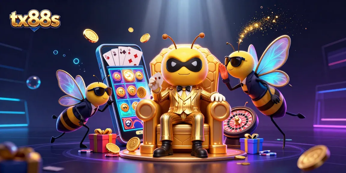 Engage with tx88s as a bumblebee mob boss oversees vibrant gambling action in a spectacular throne room.
