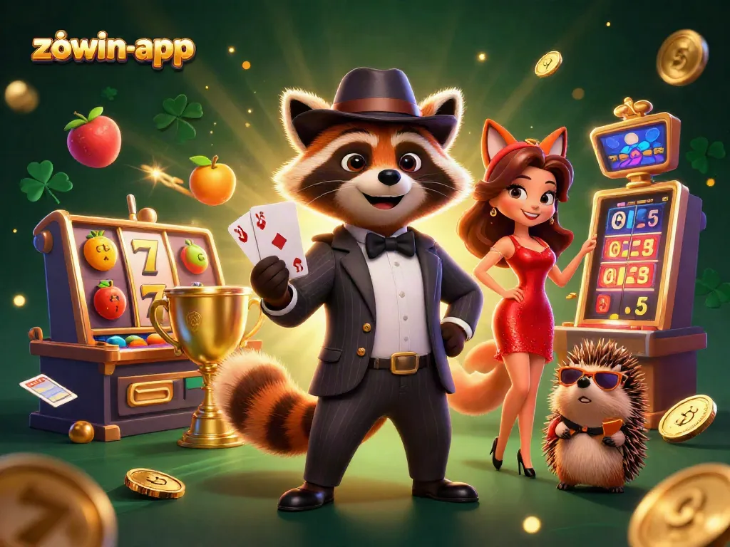 Experience exciting gameplay at zowin-app with lively characters and slot elements showcasing thrilling casino action.