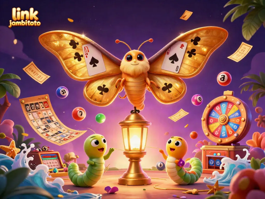 Engage with the vibrant features of link jambitoto showcased in a colorful casino-themed scene.