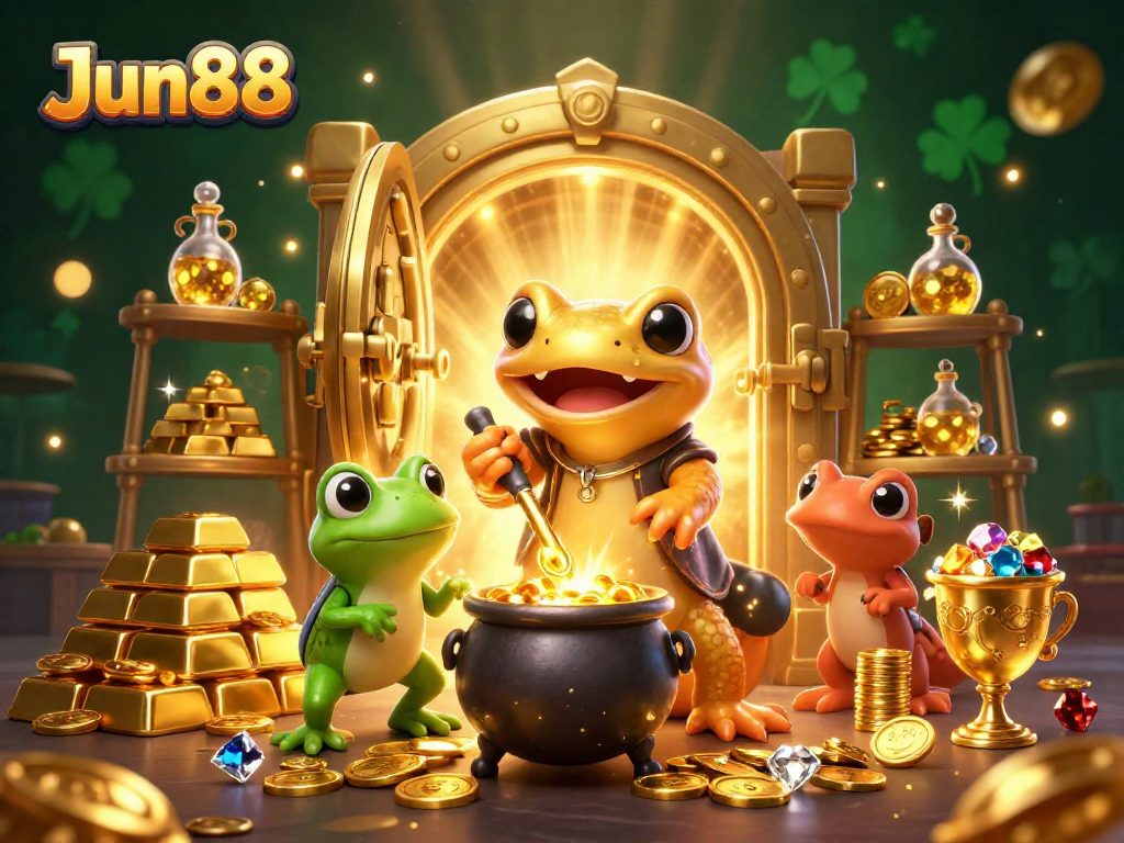 Unleash your fortune at Jun88 with animated magical vibes of alchemy and wealth!