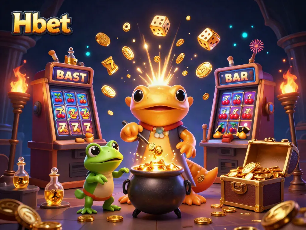 Experience Hbet's thrilling casino atmosphere with the golden salamander alchemist turning metals into coins.