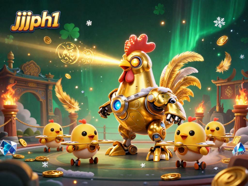 Nagbibigay ng nagbibigay-buhay na labanan ang jjjph1 sa isang high-tech ng robot na manok sa kanyang arena