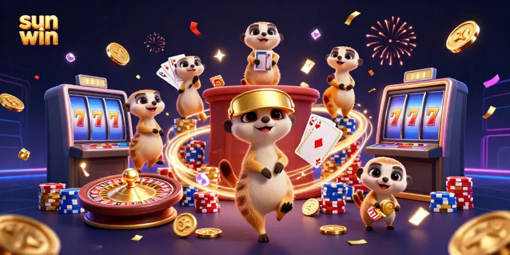 Experience thrilling action at sun win with lively meerkats managing a dynamic casino atmosphere.